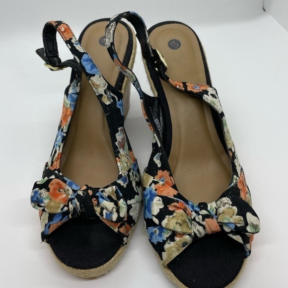 Savana Floral Cork Wedge Strappy Sandal Size 7 - Picture 7 of 11